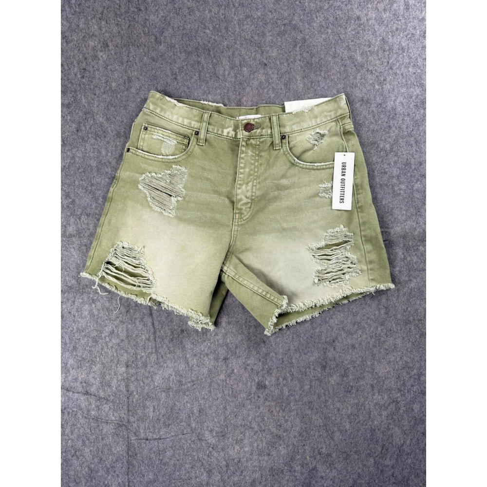 BDG Urban Outfitters Denim Shorts Womens 27 Green Cotton Distressed Raw Hem Y2K